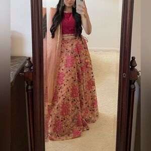 Pink Floral Lehenga Choli